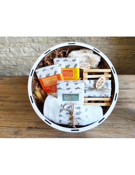 Corporate gift with natural cosmetics and handmade soaps