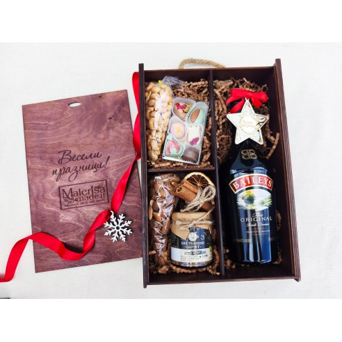 Wooden gift box with company logo