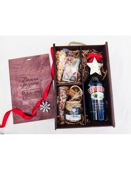 Wooden gift box with company logo