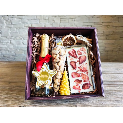 Luxury branded square box for corporate gift with gourmet selection