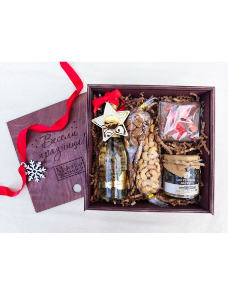 Luxury corporate box with branded design and gourmet food selection