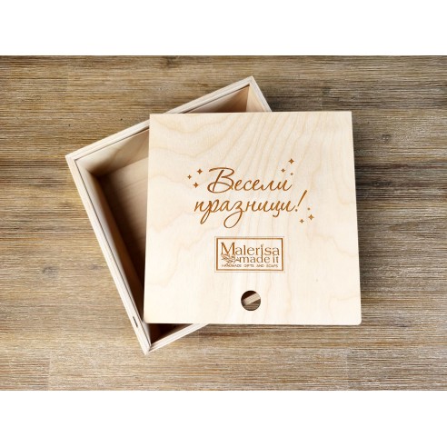 Elegant square packaging for corporate gift with gourmet content