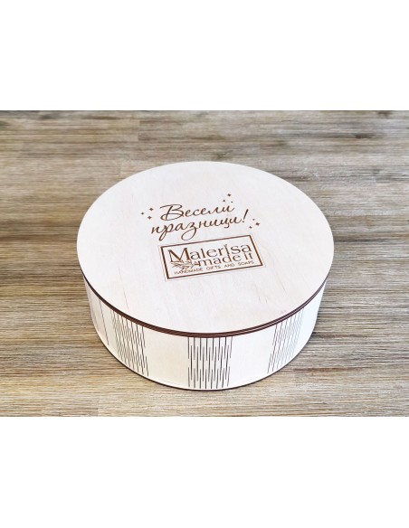 Wooden Round Box with Company Logo