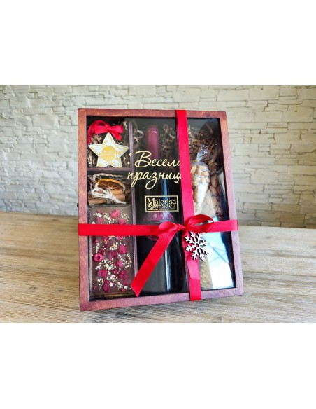 Corporate wooden gift box with transparent lid - empty or full