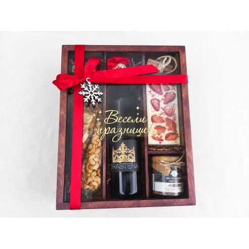 Business gift box with transparent lid and company logo