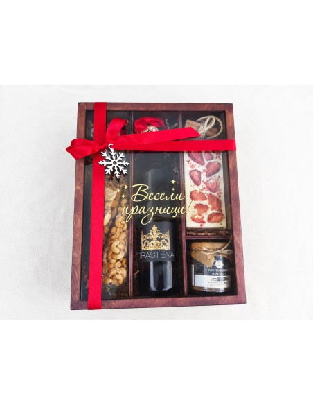 Business gift box with transparent lid and company logo