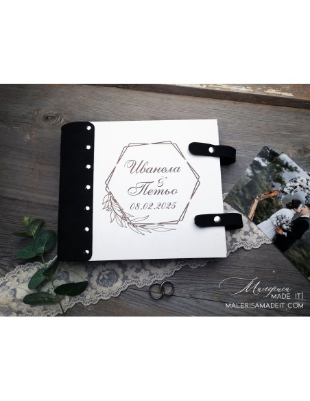 Photo album made of wood and genuine leather - personalized gift
