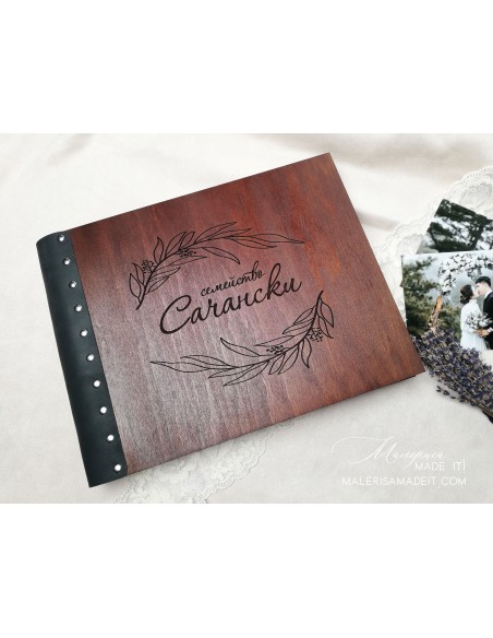 Luxury photo album made of wood and genuine leather | Personalization