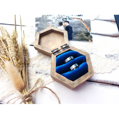 Wooden Ring Box with Velvet Interior