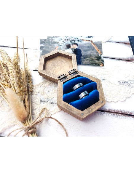 Wooden Ring Box with Velvet Interior