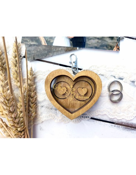 Heart-Shaped Wooden Ring Box