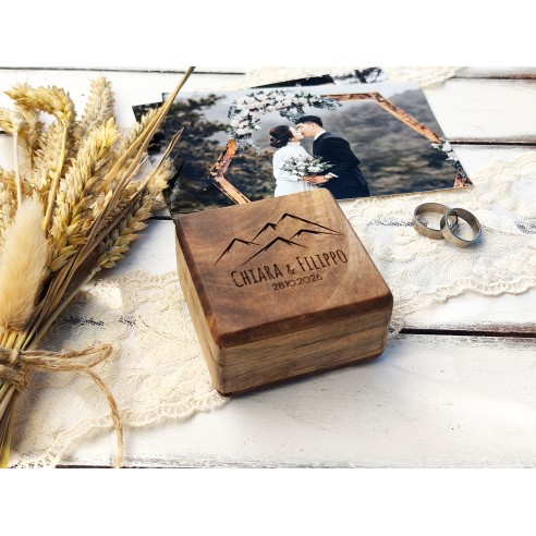 Square Wooden Wedding Ring Box