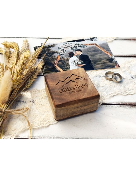 Square Wooden Wedding Ring Box