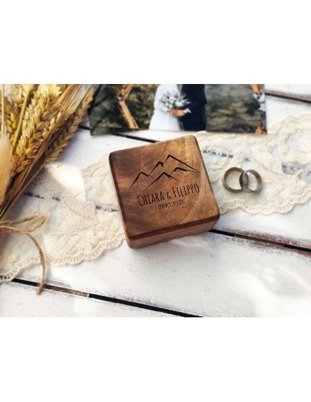 Wooden Ring Box with Velvet
