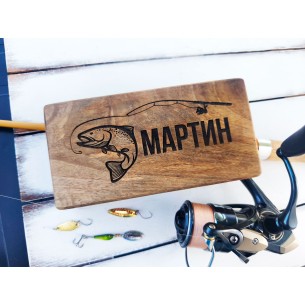 Wooden box for lures and flies made of walnut | Personalized