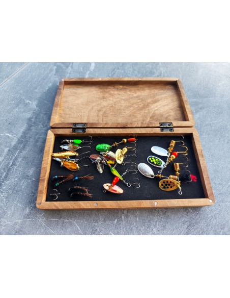 Wooden Flies and Fishing Lures Box