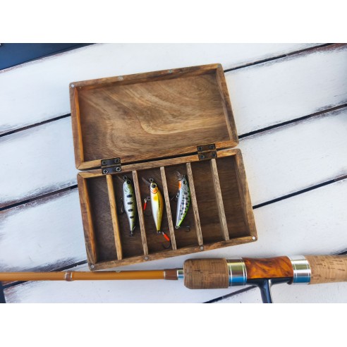 Fishing Lure Box with Compartments | Custom Made from Walnut