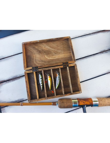 Fishing Lure Box with Compartments | Custom Made from Walnut