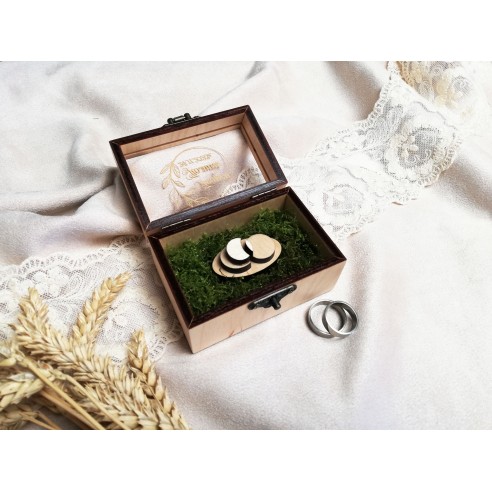 Wooden Wedding Ring Box with Clear Lid and Personalization