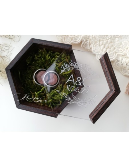 Personalized Wooden Wedding Ring Box with Engraving