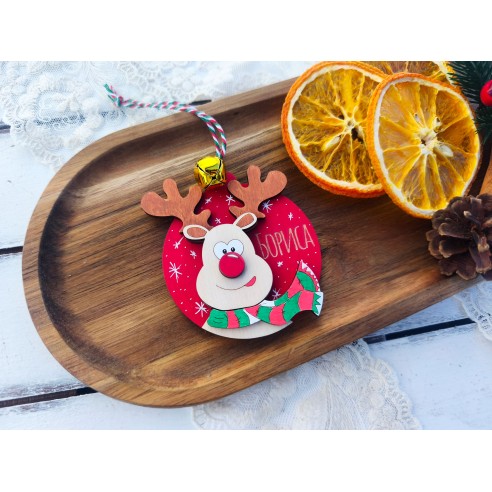 Wooden Christmas ornament for children with a reindeer