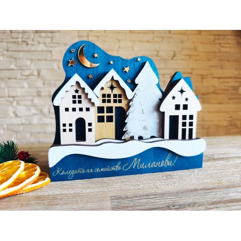 Decorative wooden Christmas village