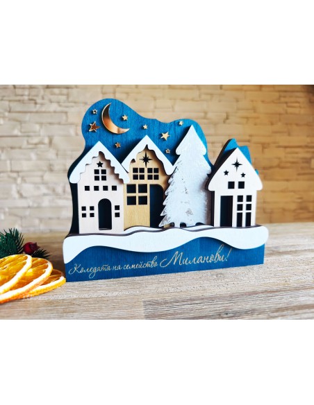 Decorative wooden Christmas village