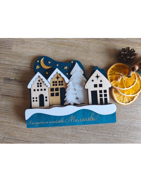 Festive wooden decoration for a cozy Christmas home