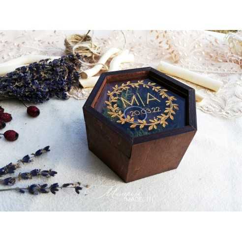 Engraved Wooden Ring Box with Personalized Design