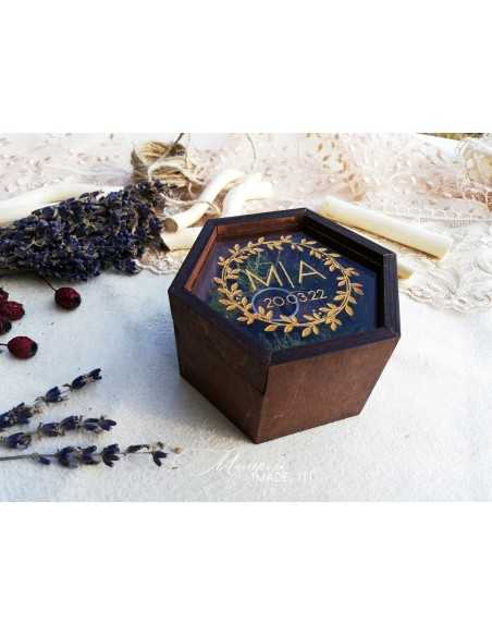Engraved Wooden Ring Box with Personalized Design