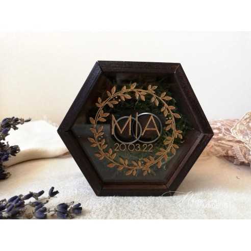 Personalized Ring Box with Clear Lid and Moss