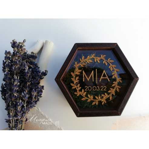 Wooden Ring Box with Engraving, Moss and Clear Lid