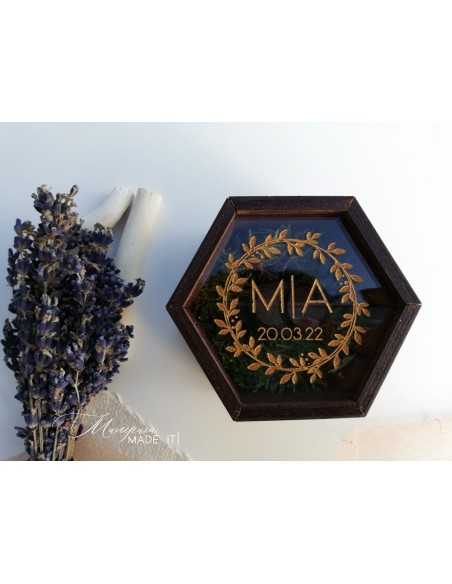Wooden Ring Box with Engraving, Moss and Clear Lid