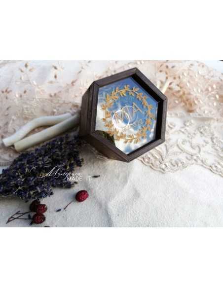 Hexagonal Wedding Ring Box with Personalization