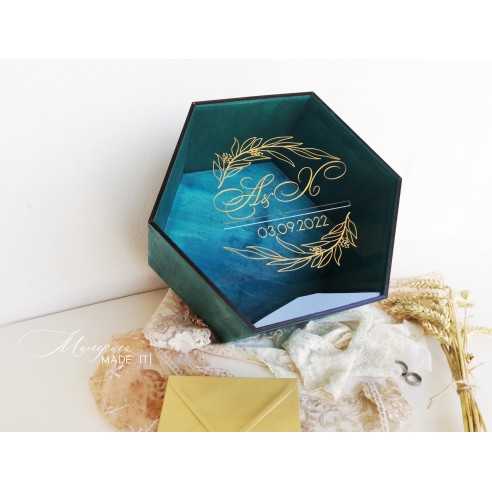 wedding envelope box wooden personalized