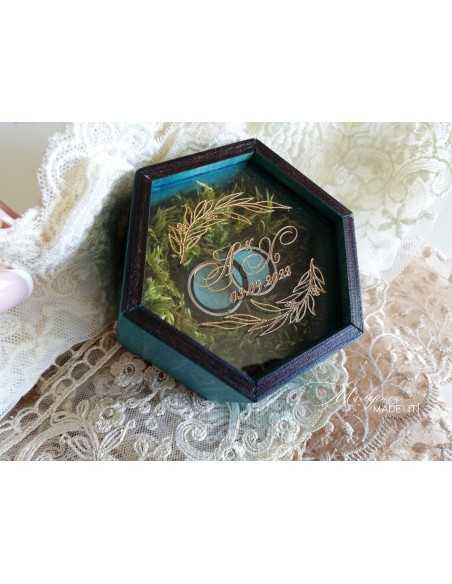 Ring box with natural moss | Personalized wedding box