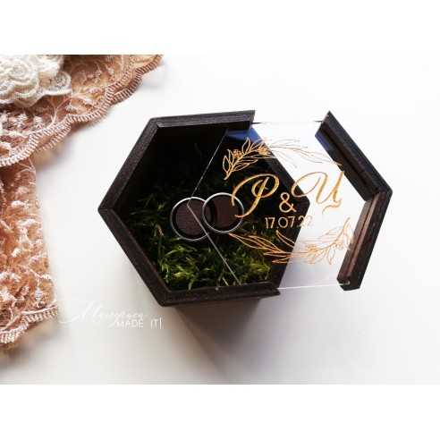Personalized Hexagonal Wooden Ring Box