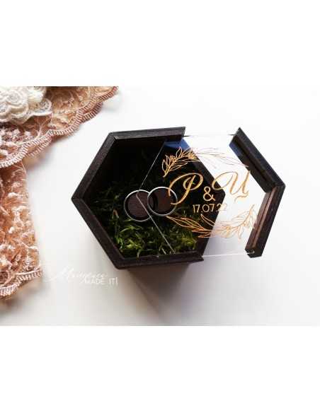 Personalized Hexagonal Wooden Ring Box