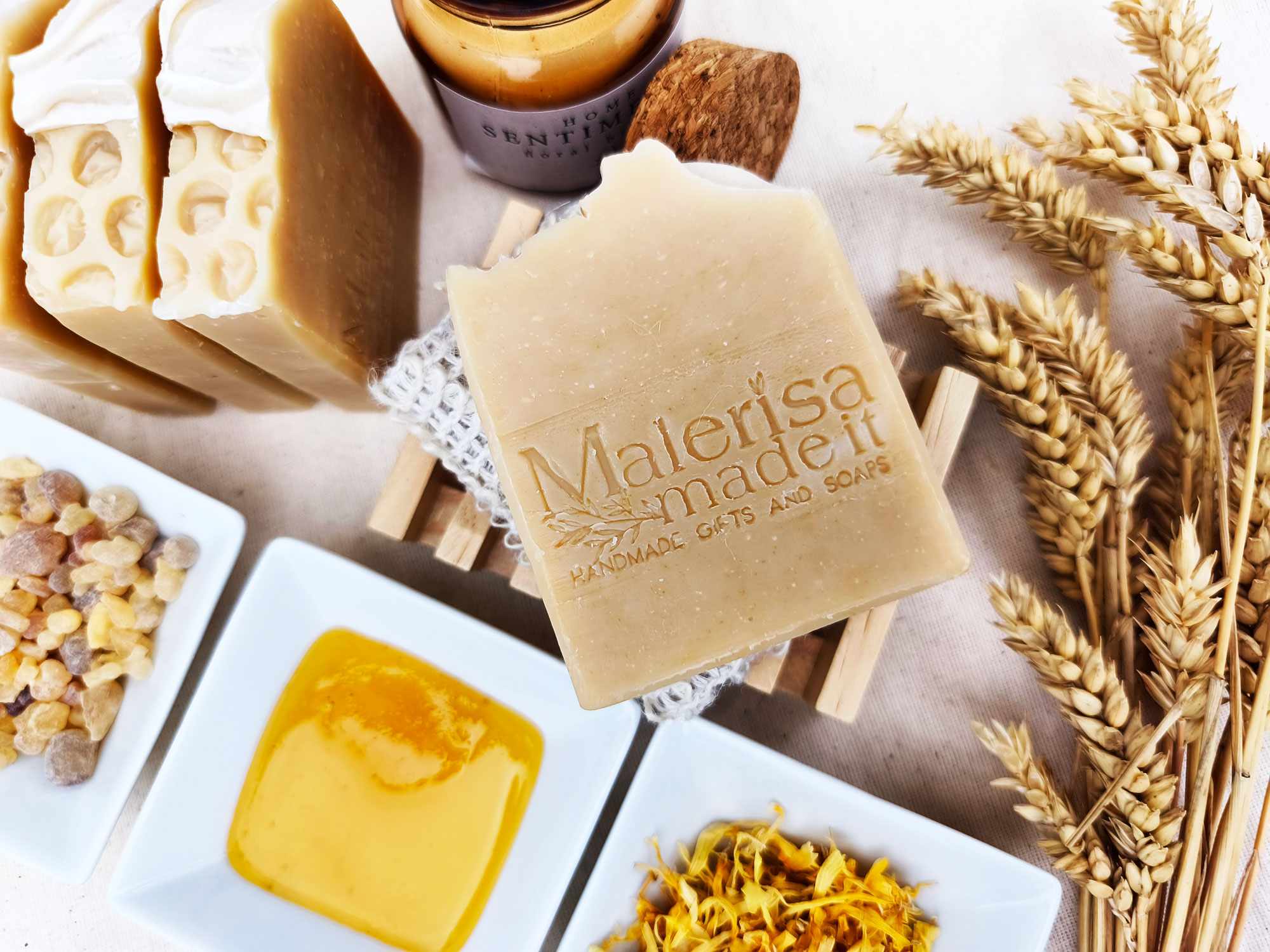 Handmade natural soaps with vegetable oils